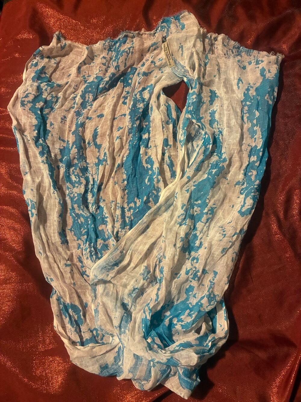 Pulvermacher Designs Scarf Womens One Size Lightweight Sheer Gauze Blue White